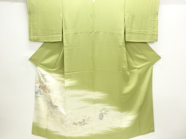 寿光織　平安人物模様織り出し一つ紋色留袖